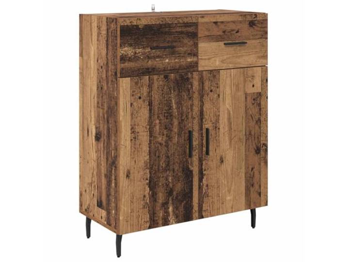 Sideboard Altholz Holzwerkstoff 69,5 x 34 x 90 cm mit Schubladen Holzwerkstoff, Altholz-Optik, matte Metallgriffe, schräge Beine, Schubladen, Regale, rechteckig