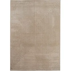 Balkonteppich Skandinavischer 3D-Design Wetterfest Waschbar Strapazierfähig Terrasse Garten Beige 200x290 cm – ENGADIN von Kadima Design