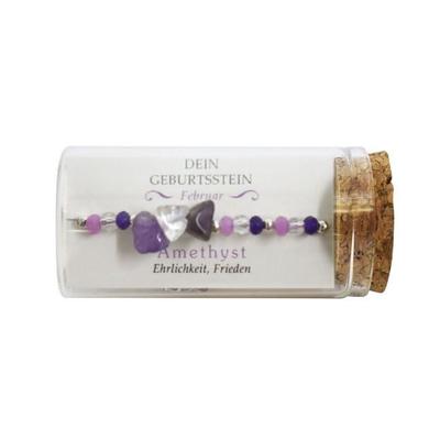'Februar' Geburtsstein Armband im Gläschen