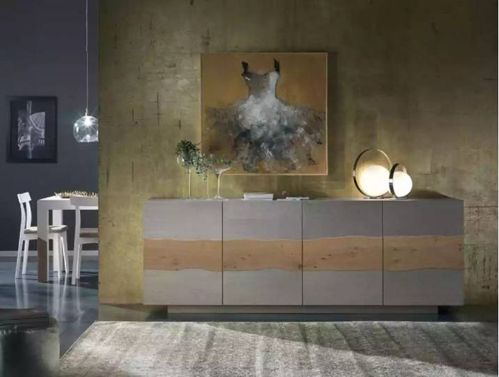 JVmoebel Sideboard Graue Holzkommode im modernen Art-Deco-Design mit Stauraum (1 St., Sideboard), Made in Europa