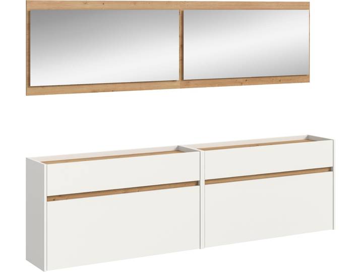 Garderoben-Set HOME AFFAIRE EVRID, 4-teilig, Breite 220 cm, individuell hängbar & erweiterbar , weiß nb, artisan oak nb, B:220cm H:192cm T:32cm, Holzwerkstoff, Kastenmöbel-Sets, Garderoben-Set, Garderobenkombination, Garderobe, Wandgarderobe, Flur, Diele