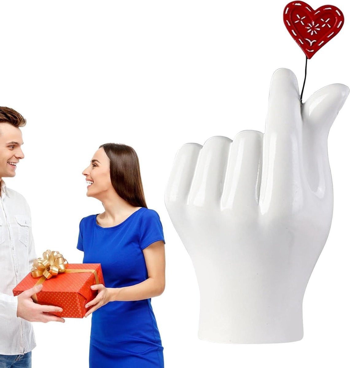 Wit Hart Hand Beeld Liefdesbeeldje Decoratie B/D/H: 15 x 15 x 15 cm