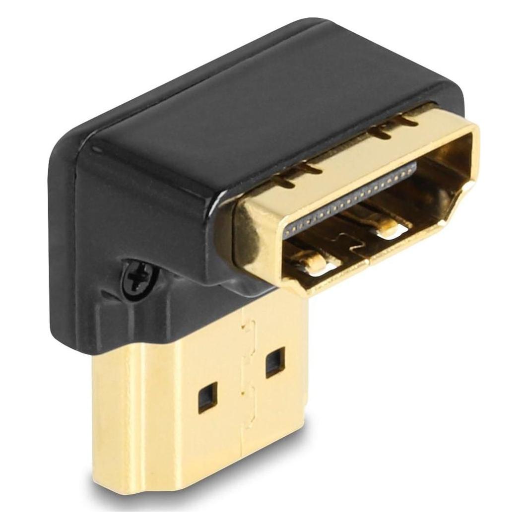 Delock HDMI Adapter Stecker zu Buchse 90° unten gewinkelt 8K 60 Hz Metall (HDMI, HDMI) (60016)