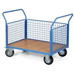 Plattformwagen mit 3 Gitterwänden, 1000 x 700 mm