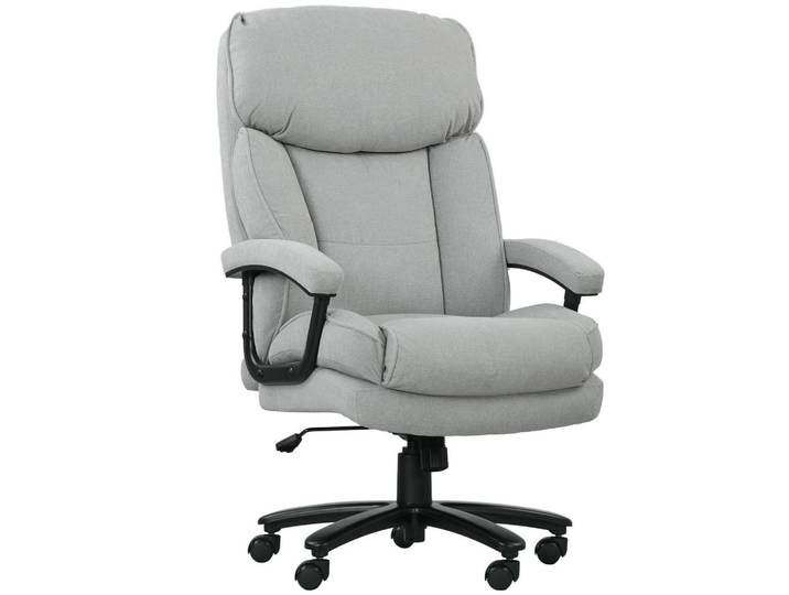 Homcom Bürostuhl, Ergonomisch Schreibtischstuhl mit Wippfunktion, Leinenoptik, Hellgrau, Kunststoff, 68.5x125x79 cm, Büromöbel, Bürostühle, Chefsessel
