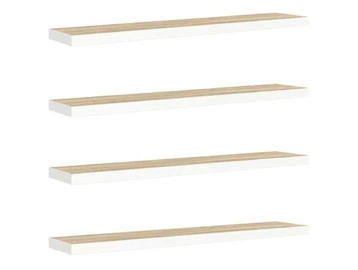 KDVXBCQJH Schweberegal 4er Set Eichen-Optik Weiß 120x23,5 cm Wandboard Elegante Wandablage im 4er Set für Wohnzimmer oder Schlafzimmer mit unsichtbarer Halterung für Bücher und Dekoration.