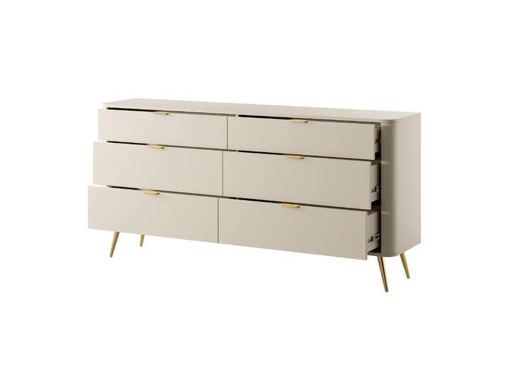 Oval-Kommode mit sechs Schubladen 173 cm beige sandfarben