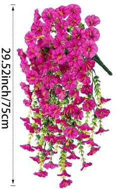 Uplifted Finds Artificial Morning Glory Wall Hanging Vine 75 Cm rose Red