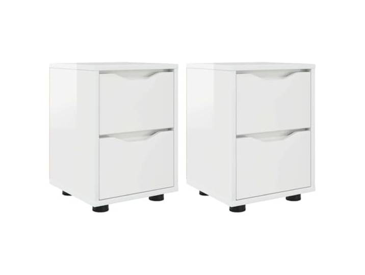 KGFHERENB 2er Set Nachttische Hochglanz Weiß 30,5x30x43cm Holzwerkstoff Kompakte Beistelltische fürs Schlafzimmer mit 2 leichtgängigen Schubladen und höhenverstellbarem Design für viel Stauraum.