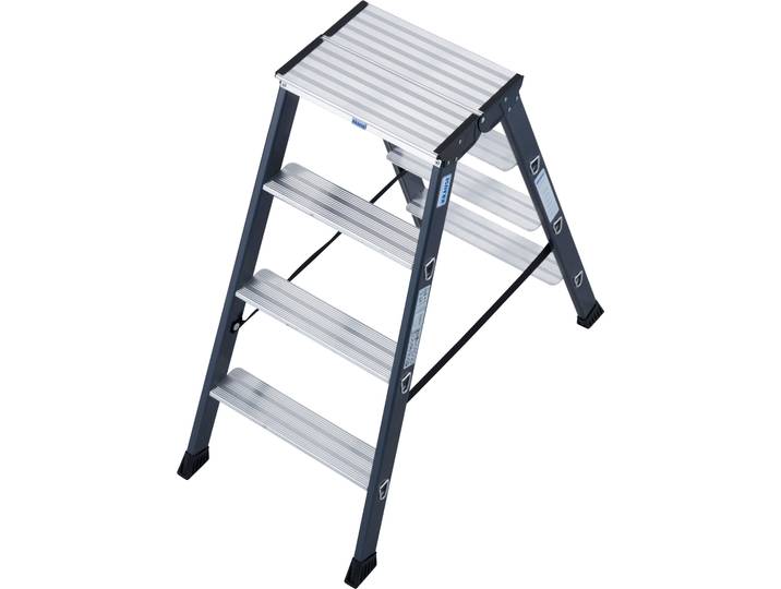 Doppelleiter KRAUSE SePro D , grau (anthrazit), B:46cm H:25cm L:95cm, Aluminium, Leitern, Doppelleiter, Alu eloxiert, 2x4 Stufen, Arbeitshöe ca. 241 cm