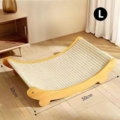 Inspired Finds FelineZen Wooden Cat Scratching Pad & Sleeping Bed Multi Function Detachable Wear Resistant Kitten Lounger l