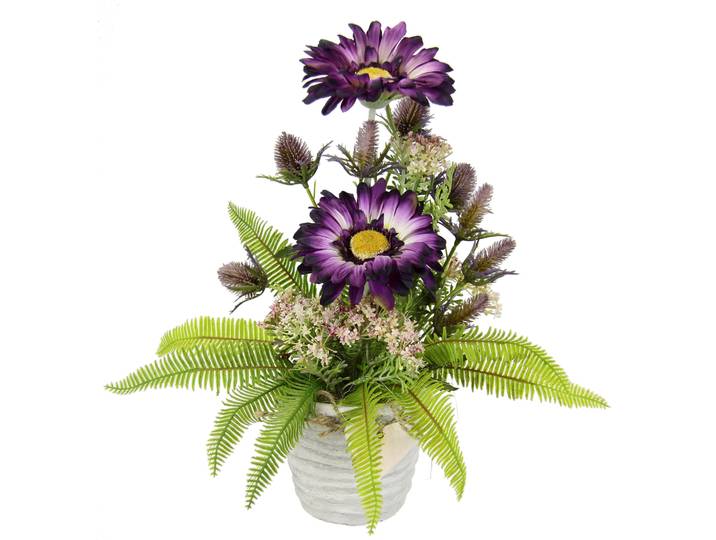 Kunstblume I.GE.A. Arrangement aus Gerbera im Topf aus Keramik , lila (violett), B:23cm H:36cm L:23cm, Polyester, Kunstpflanzen, Kunstblume, Tischgestecke Blumendekoration Seidenblumen Künstliche Blumen