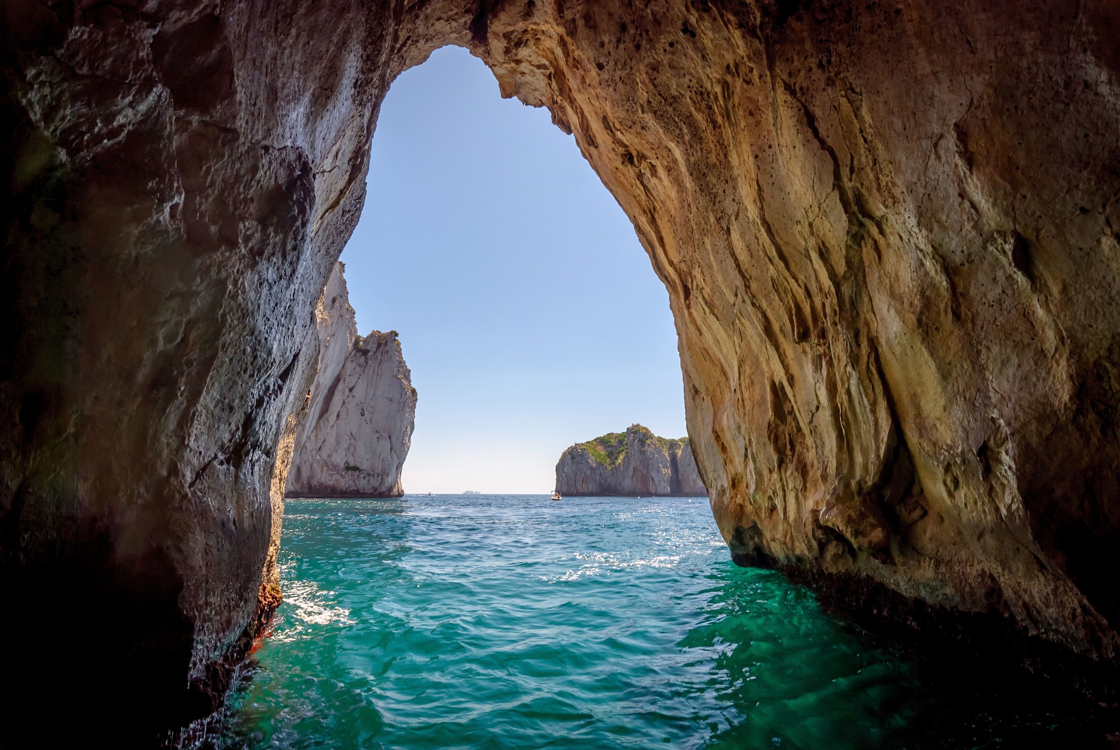 Fototapete PAPERMOON "Blue Grotto in Capri island", bunt, B:2m L:1,49m, Vlies, Tapeten, Fototapete bunt B/L: 2m x 1,49m, Bahnen: 4 Stk.