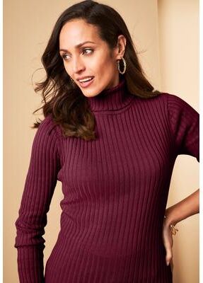 Plus Size Women's Ribbed Cotton Turtleneck Sweater by Jessica London in Merlot (Size 12) Sweater 100% Cotton