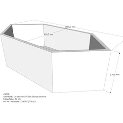 Badewannenträger passend für Duravit D-Code 190 × 90 × 40 cm
