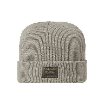 Beanie JACK & JONES "JACATTITUDE REGULAR BEANIE SN", Herren, beige (vetiver), Strick, Baumwolle, Mützen Beanie, Baumwolle, Einheitsgröße