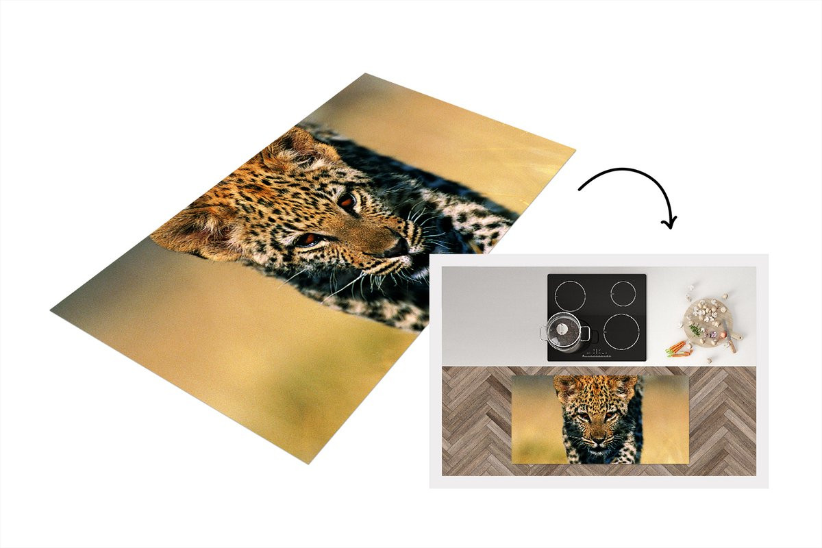 Keukenloper Vinyl met Luipaardprint in Gras - 120 x 60 cm