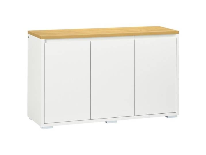 CollaHausse Meuble Multi-usage 2 Armoires à 2 Niveaux Étagère Réglable Aggloméré 120x37x75 cm Blanc et Bois