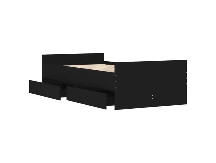 BURKE* Lit simple 90x190 cm Structure de lit classique avec tiroirs sans matelas noir 90x190 cm - LL3037