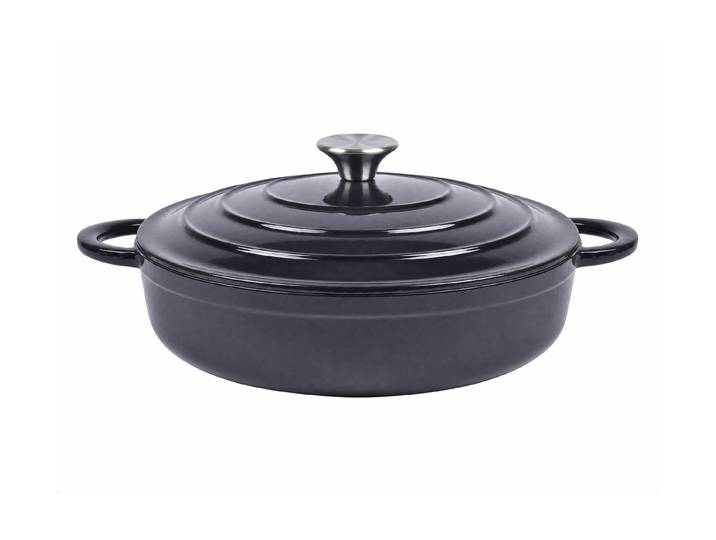 Bräter COCON COCON Bräter Gusseisen 4 L , grau (schwarz), H:7cm Ø:28cm, Töpfe, Bräter