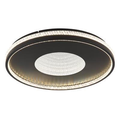 GLOBO LIGHTING Deckenleuchte "SHIRLEY", schwarz (schwarz matt), 1, Ø 50cm H: 6,5cm, 1 Stk., Leuchten, Deckenleuchte, Kristalle 3D, dimmbar, Memory, LED, Deckenleuchte
