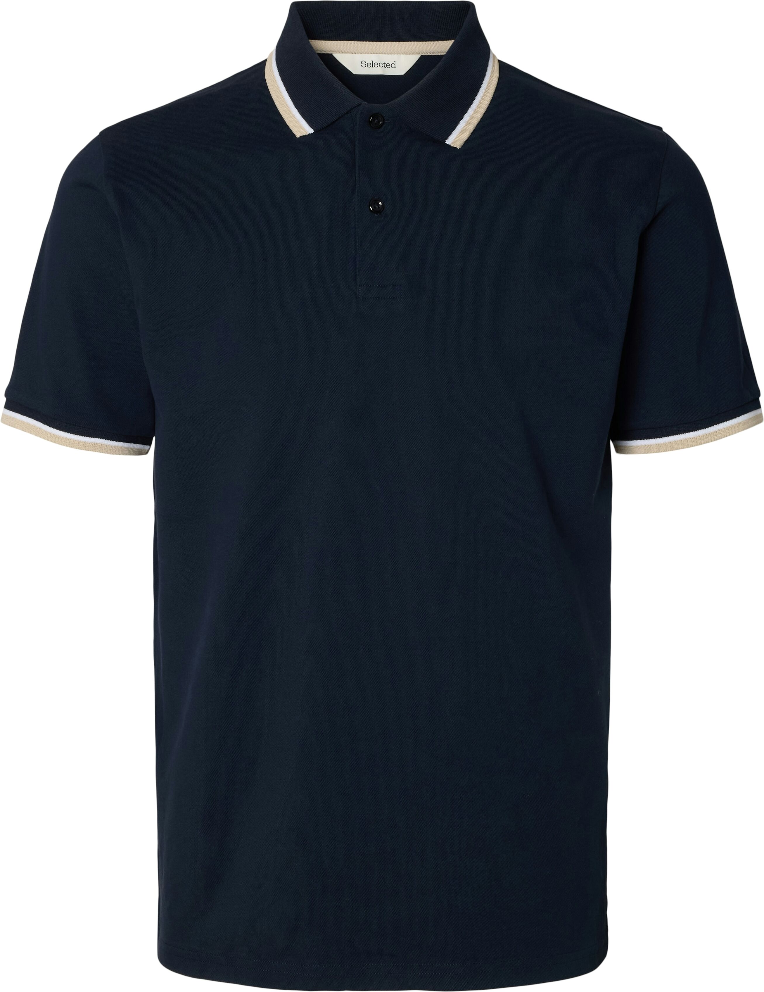 Poloshirt SELECTED "SLHSLIM-ATLAS SPORT SS POLO", Herren, Gr. S, blau (sky captain), Jersey, Obermaterial: 95% Baumwolle, 5% Elasthan, unifarben, slim fit normal, ohne Ausschnitt, Shirts Poloshirt, Baumwollmischung, slim fit sky captain S