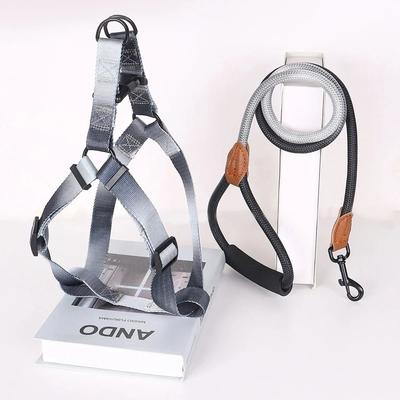 Inspired Living Soft Adjustable Small Dog Harness And Leash Set gray black s