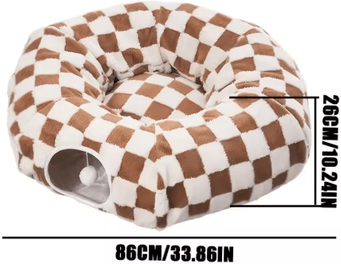 Inspire Picks CozyTunnel Interactive Cat Tunnel Bed With Washable Cave Design dark Coffee