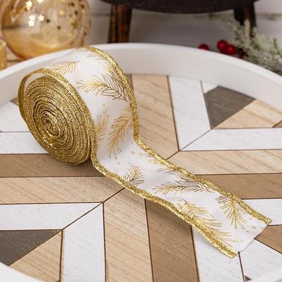 Snug & Styled Christmas Wired Decorative Ribbon Roll For Gift Wrapping, Tree Trim & Holiday Decor white