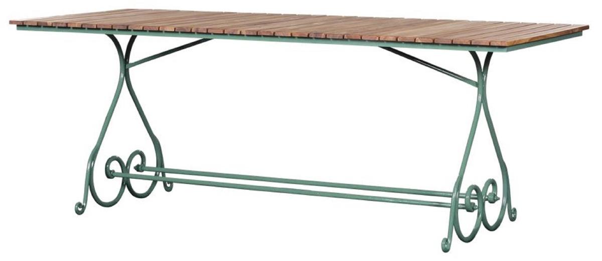 Casa Padrino Luxus Jugendstil Gartentisch Braun / Grün 200 x 80 x H. 73 cm - Rechteckiger Garten & Terrassen Tisch - Jugendstil Garten & Terrassen Möbel