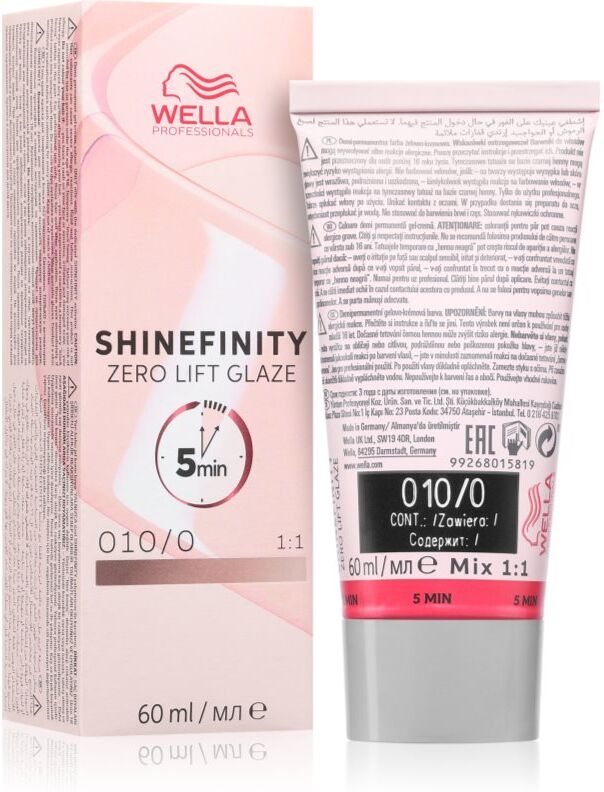 Wella Professionals Shinefinity Zero Lift Glaze demipermanent hårfarve Skygge 010/0 Lightest Blonde Natural 60 ml