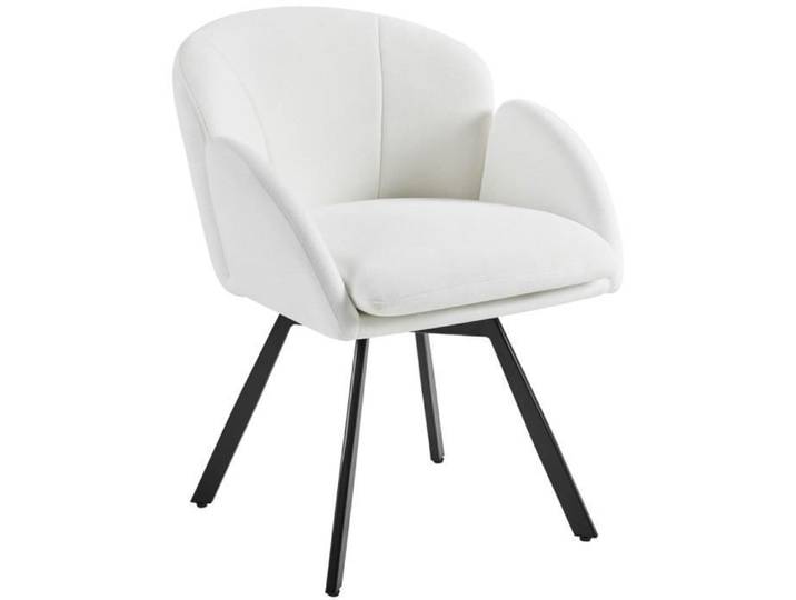 Yaheetech Chaise de Salon Design Fleur en Velours Chenille Fauteuil d'appoint Rotatif à 360° avec Coussin Amovible Blanc