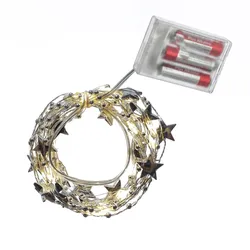 MARELIDA LED Lichterkette silberne Sterne 20 warmweiße LED Draht Dekolichterkette 1,9m