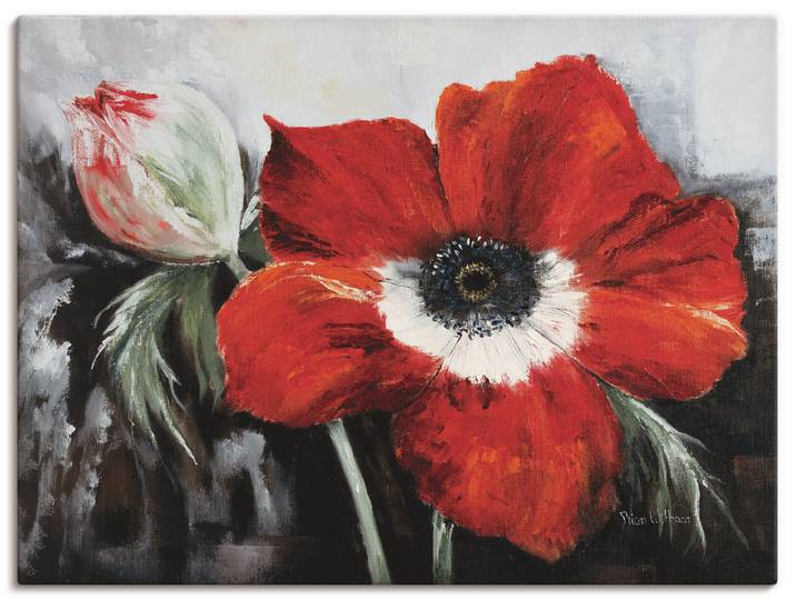 Leinwandbild ARTLAND Mohnblumen in voller Blüte , rot (farbe bild(er): rot), B:80cm H:60cm, Bilder, Leinwandbild, auf Holzrahmen gespannt