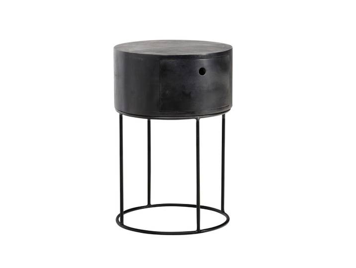 Livetastic Nachttisch, Schwarz, Holz, Mangoholz, massiv, 1 Schublade(n) Schubladen, rund, rund, 40x60x40 cm, Stauraum, Schlafzimmer, Nachttische