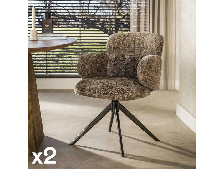 Fauteuil pivotant à ailettes (lot de 2) CREEK - Brun