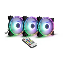 Inter-Tech Argus RGB-Fan Set RS-07, 120 mm Gehäuselüfter mit RGB Kristall-Effekt