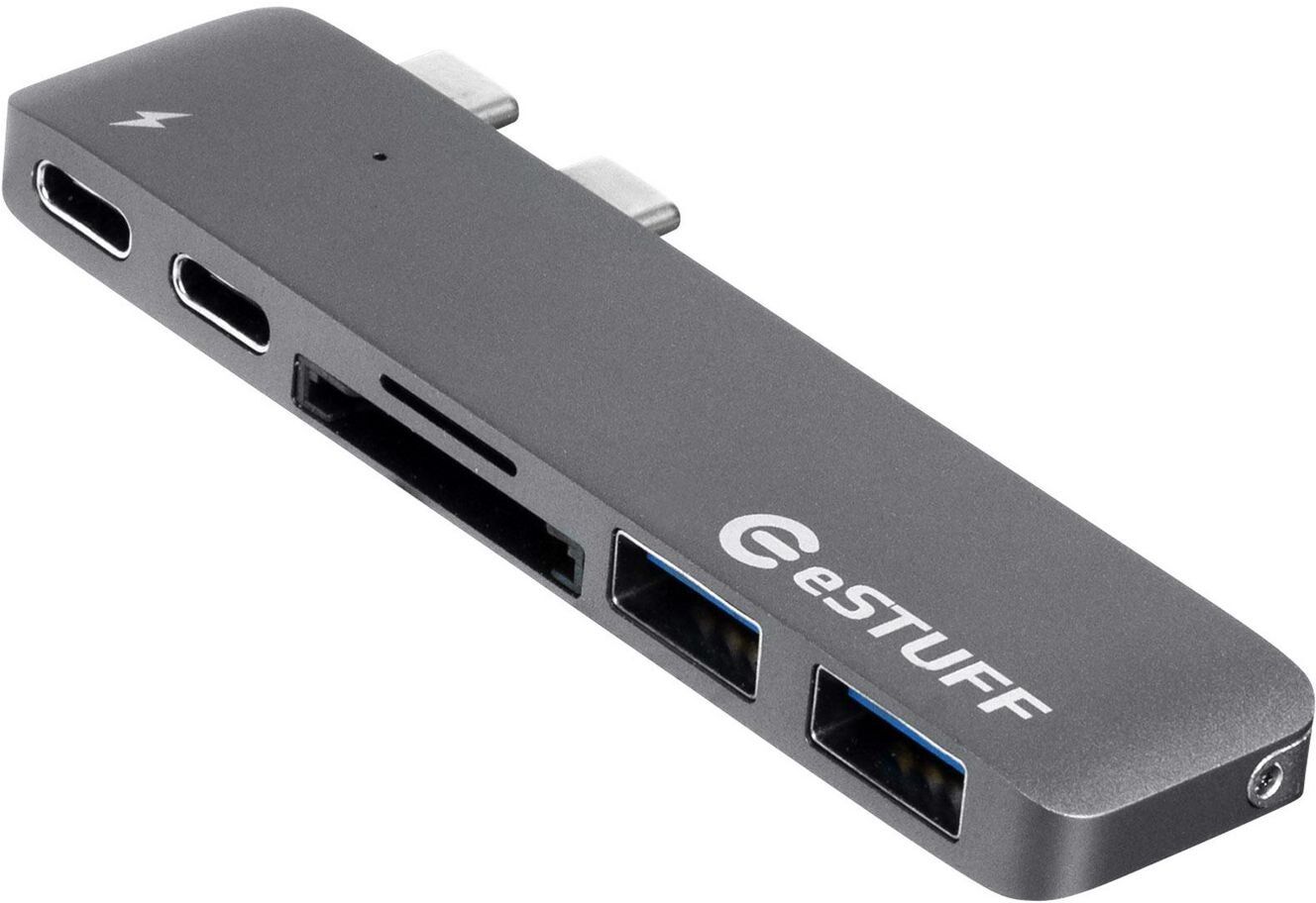 eSTUFF Allure USB-C Slot-in Hub Pro for MacBook Pro 13"/15" - Grey (ES84122-GREY)