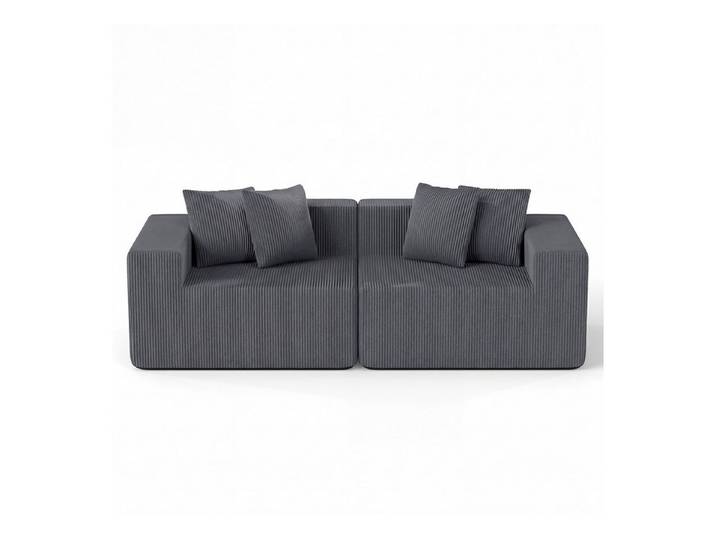 KOMFOTTEU Sofa, 2-Sitzer Sofa Cord mit 4 Kissen, waschbarer Bezug, tiefer Sitzfläche