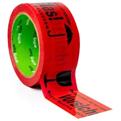 VEPATIM 36x Packband Klebeband 48mmx66m Low Noise rot mit Aufdruck 'Vorsicht Glas'