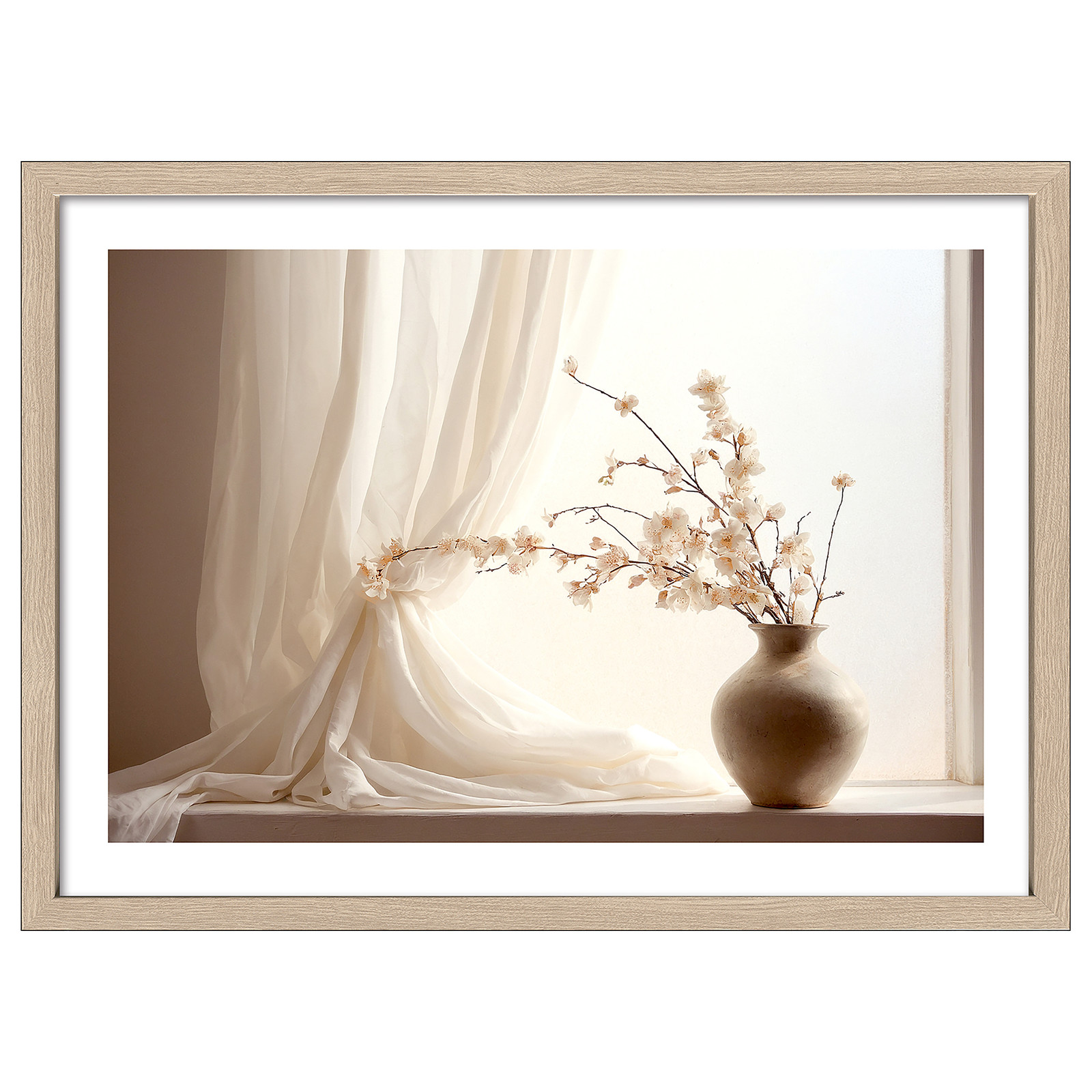 home24 Still Life At The Window II wanddecoratie, beige, 55 x 75 x 3 cm