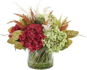 Creative Labs Fall Hydrangea Arrangement in Glass Vase