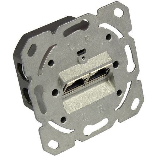 Good Connections Netzwerkdose Cat. 6A, 2xRJ45, geschirmt, vertikale Kabelzuführung, ohne Zentralstück/-Abdeckrahmen