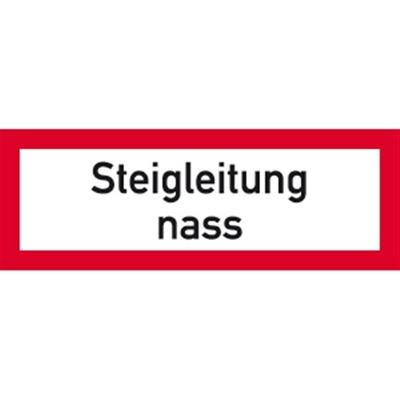 Aufkleber Steigleitung nass, Folie, 210x74 mm