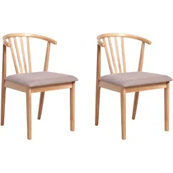 ESSZIMMERSTUHL 2er-Set Holz Hellbraun/Taupe Craig