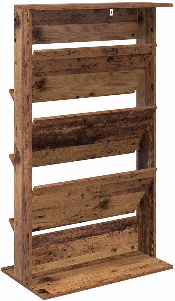 17 Stories Wood Free Standing Magazine Rack Old Wood 126cm H X 70cm W X 41cm D