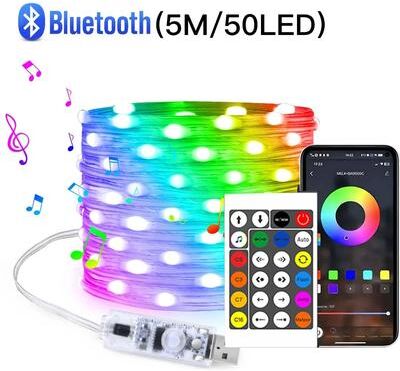 Uplift Picks 20M RGBIC LED String Lights Bluetooth Music Sync USB Fairy Garland Decor 5 M 50 Led