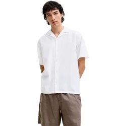 Jack & Jones Herren Kurzarm Hemd JJESUMMER LINEN BLEND RESORT Relaxed Fit - 12289191 White - L