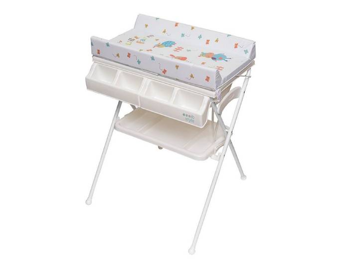 ib style Wickeltisch Koa Bade- & Wickelkombination klappbar My Little Farm Color, klappbare Wickelkommode - Wickeltisch - mit integrierter Babywanne
