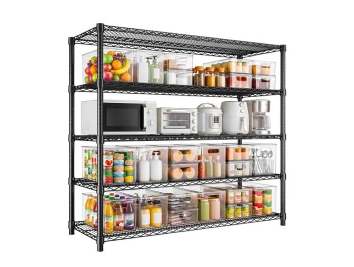 Virimolo Schwerlastregal 180x150x45 cm 5 Etagen 1000 kg Steckregal 5 Etagen Metall-Gitterböden & 3V-Streben, 200 kg/Etage, pulverbeschichtet – stabil, rostbeständig, werkzeugloser Aufbau